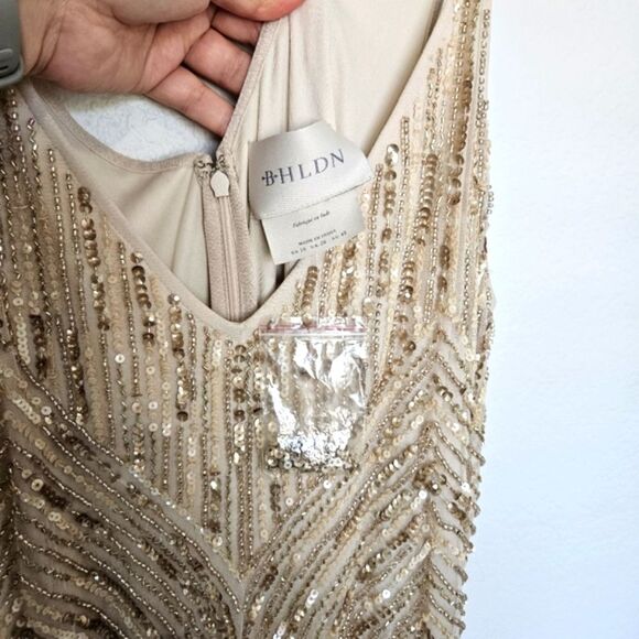 NEW BHLDN Anthropologie | Fidelia Beaded Sequin Maxi Long Dress Womens 16 - Picture 7 of 12